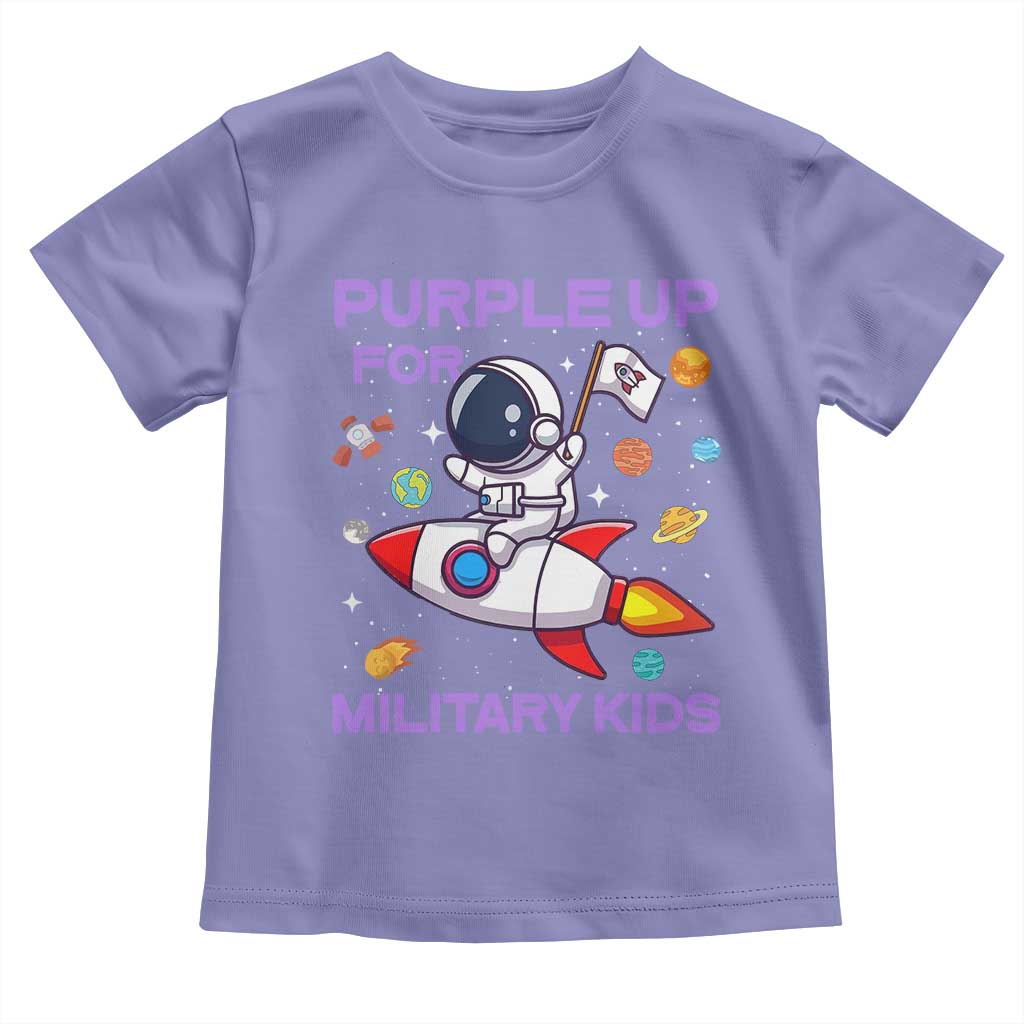 Purple Up For Military Kids Toddler T Shirt Military Child Month Astronaut Funny