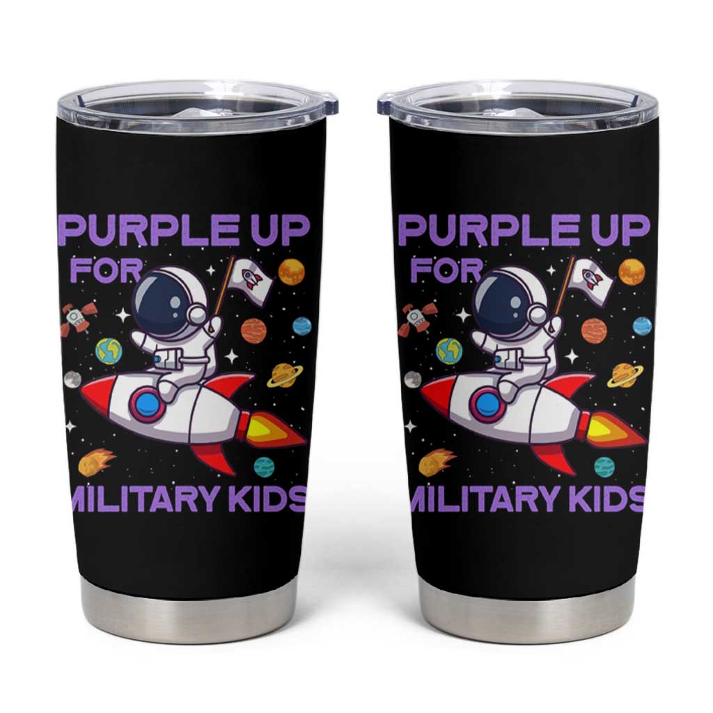 Purple Up For Military Kids Tumbler Cup Military Child Month Astronaut Funny