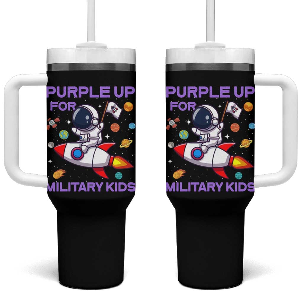 Purple Up For Military Kids Tumbler With Handle Military Child Month Astronaut Funny