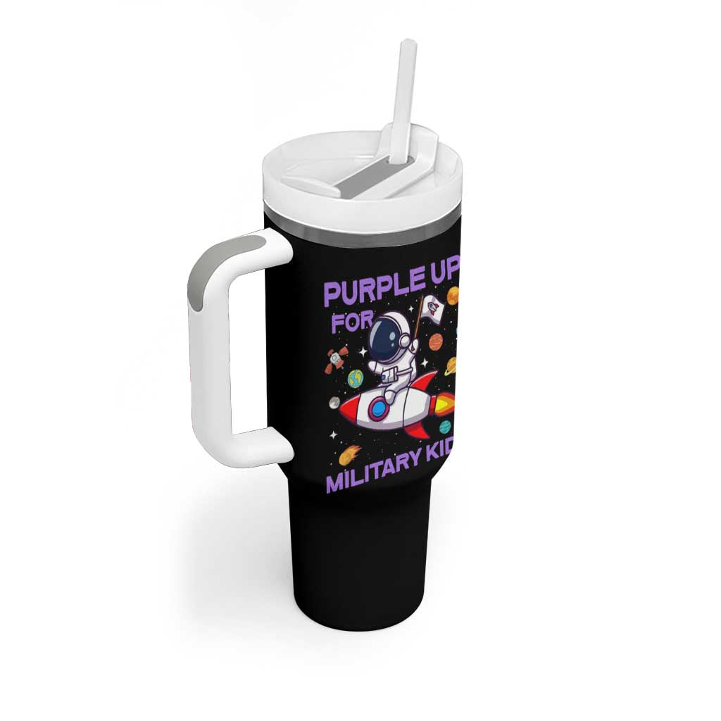 Purple Up For Military Kids Tumbler With Handle Military Child Month Astronaut Funny