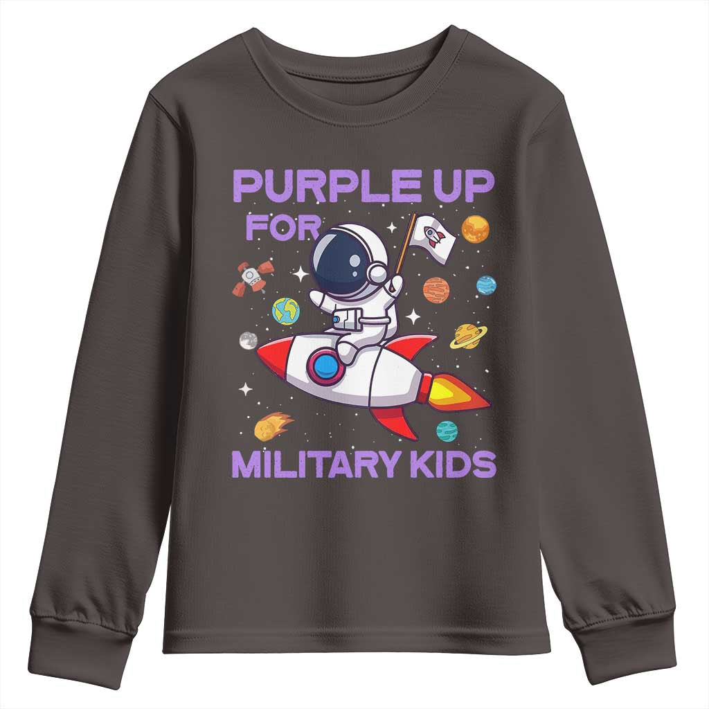 Purple Up For Military Kids Youth Sweatshirt Military Child Month Astronaut Funny