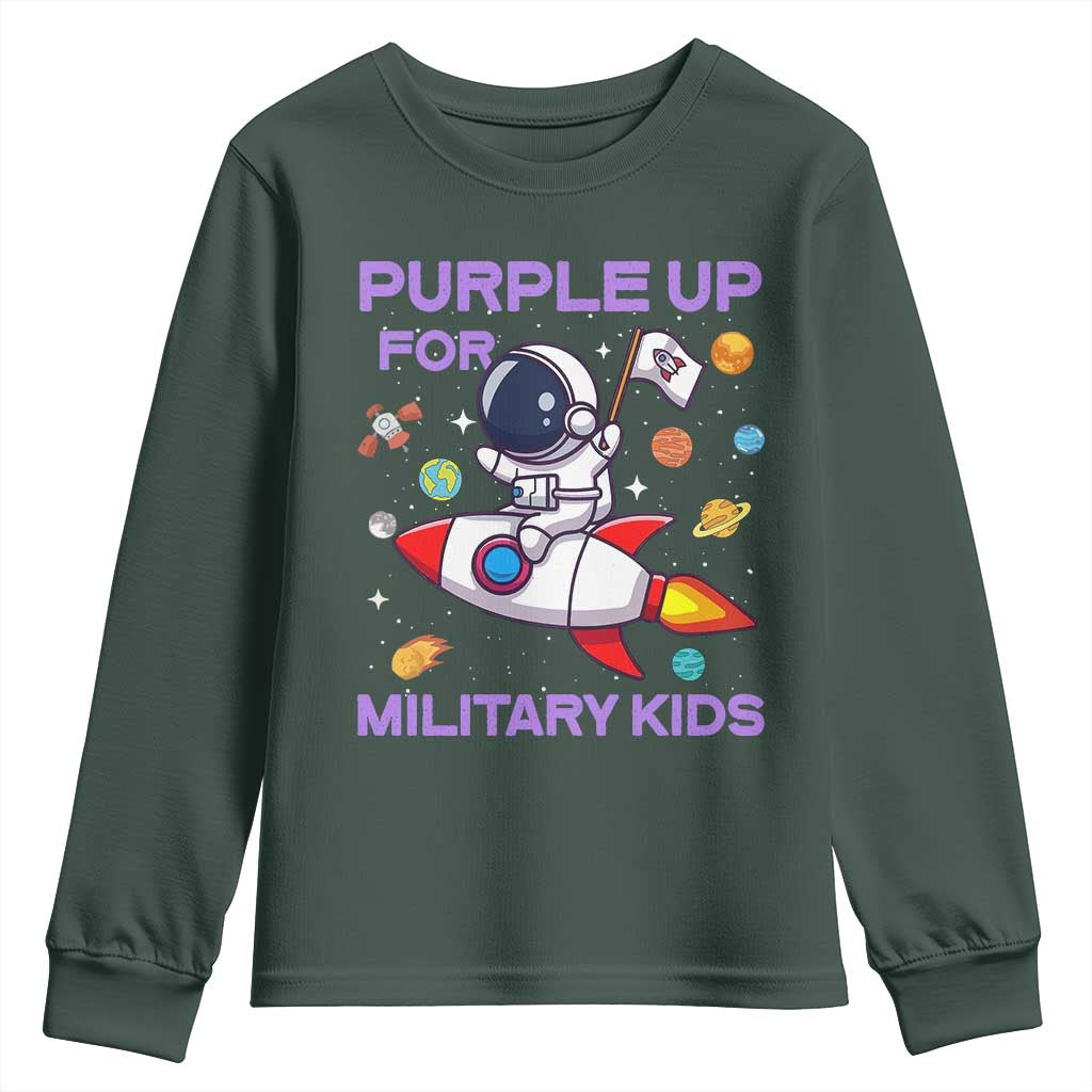 Purple Up For Military Kids Youth Sweatshirt Military Child Month Astronaut Funny