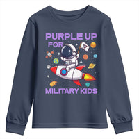 Purple Up For Military Kids Youth Sweatshirt Military Child Month Astronaut Funny