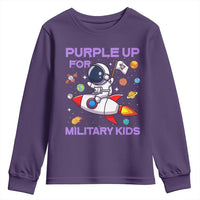 Purple Up For Military Kids Youth Sweatshirt Military Child Month Astronaut Funny