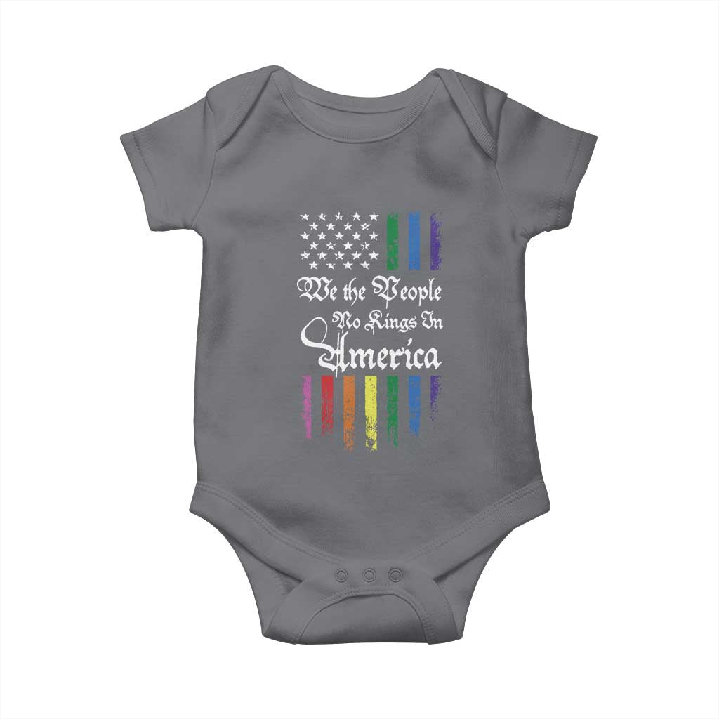 We The People No Kings In America Baby Onesie LGBTQ Rainbow USA Flag Gay Pride LGBT Ally