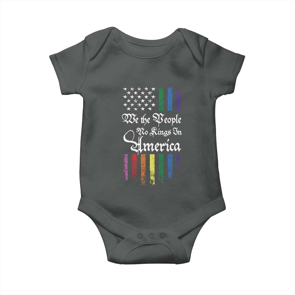 We The People No Kings In America Baby Onesie LGBTQ Rainbow USA Flag Gay Pride LGBT Ally