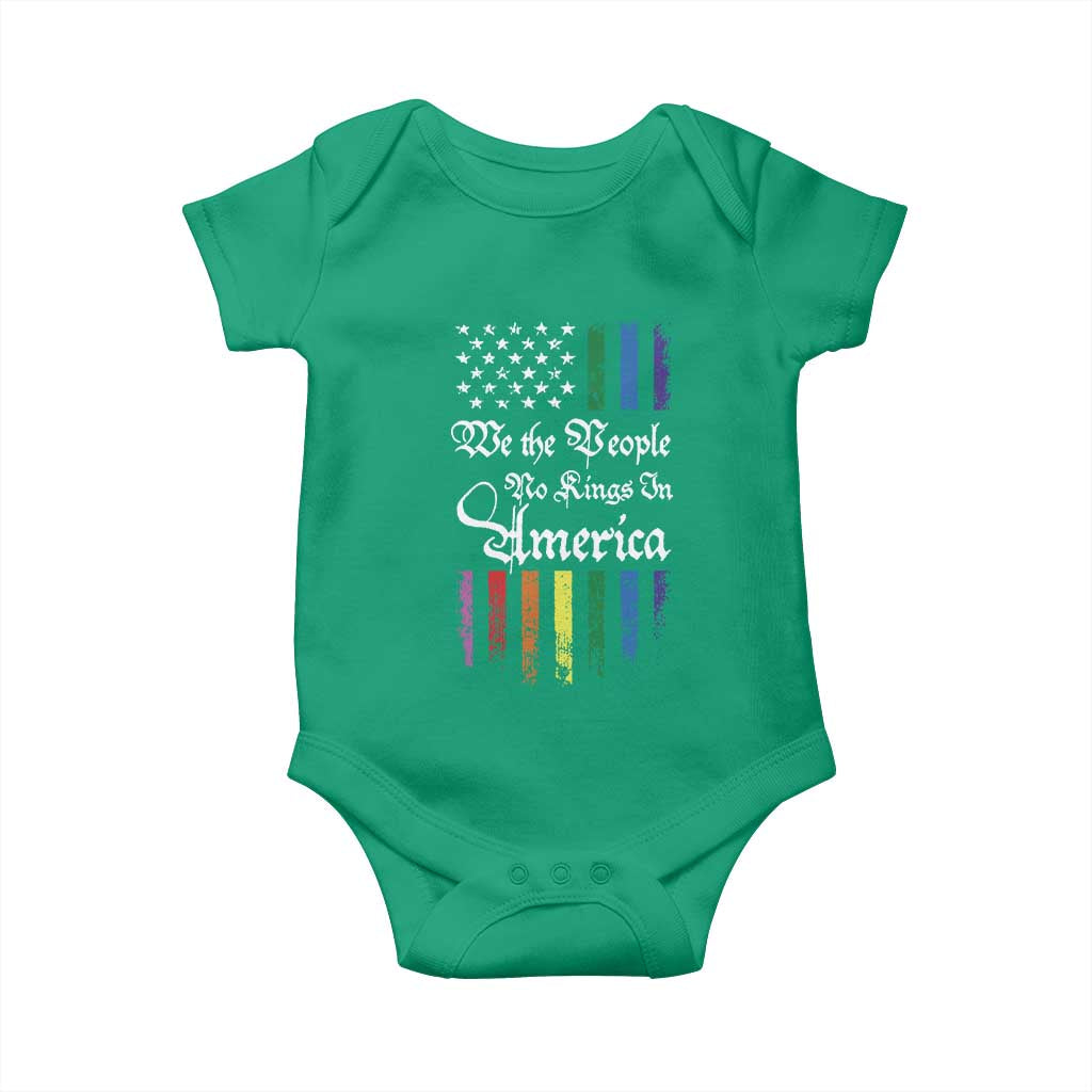We The People No Kings In America Baby Onesie LGBTQ Rainbow USA Flag Gay Pride LGBT Ally
