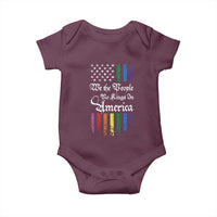 We The People No Kings In America Baby Onesie LGBTQ Rainbow USA Flag Gay Pride LGBT Ally