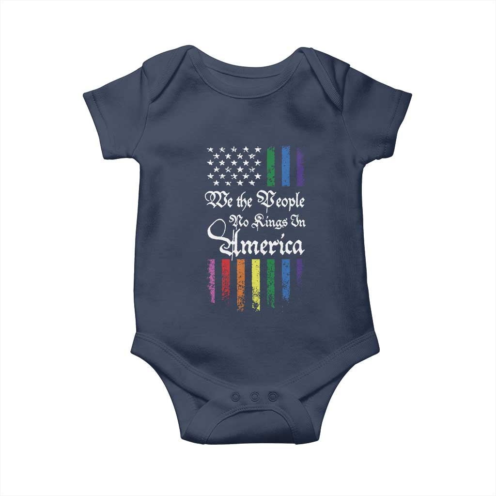We The People No Kings In America Baby Onesie LGBTQ Rainbow USA Flag Gay Pride LGBT Ally