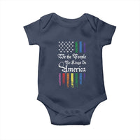 We The People No Kings In America Baby Onesie LGBTQ Rainbow USA Flag Gay Pride LGBT Ally