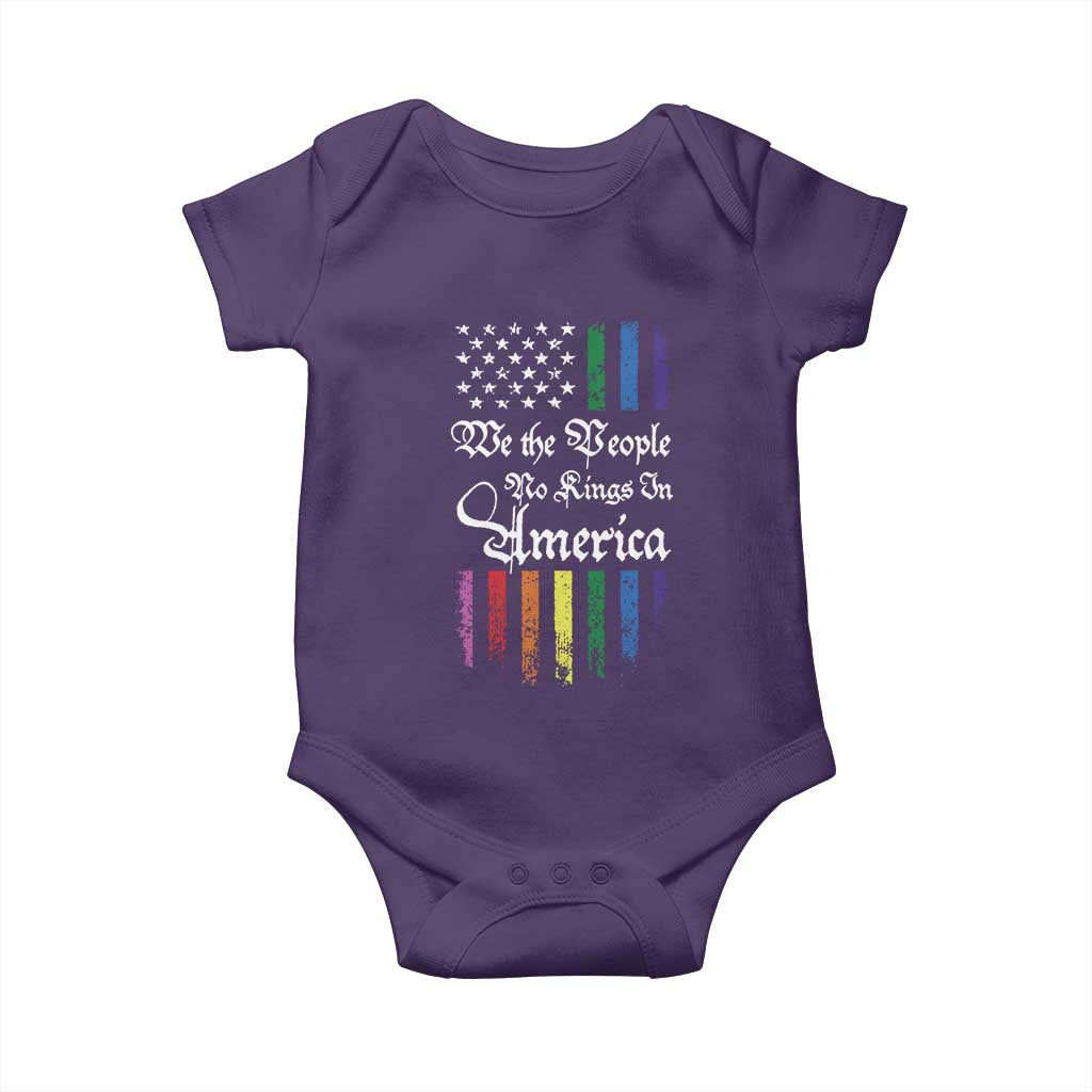 We The People No Kings In America Baby Onesie LGBTQ Rainbow USA Flag Gay Pride LGBT Ally