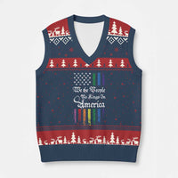 We The People No Kings In America V-Neck Knit Sweater Vest LGBTQ Rainbow USA Flag Gay Pride LGBT Ally