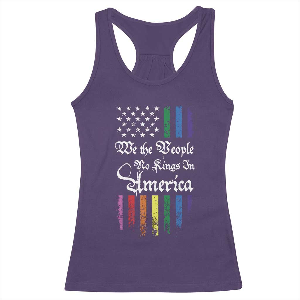 We The People No Kings In America Racerback Tank Top LGBTQ Rainbow USA Flag Gay Pride LGBT Ally