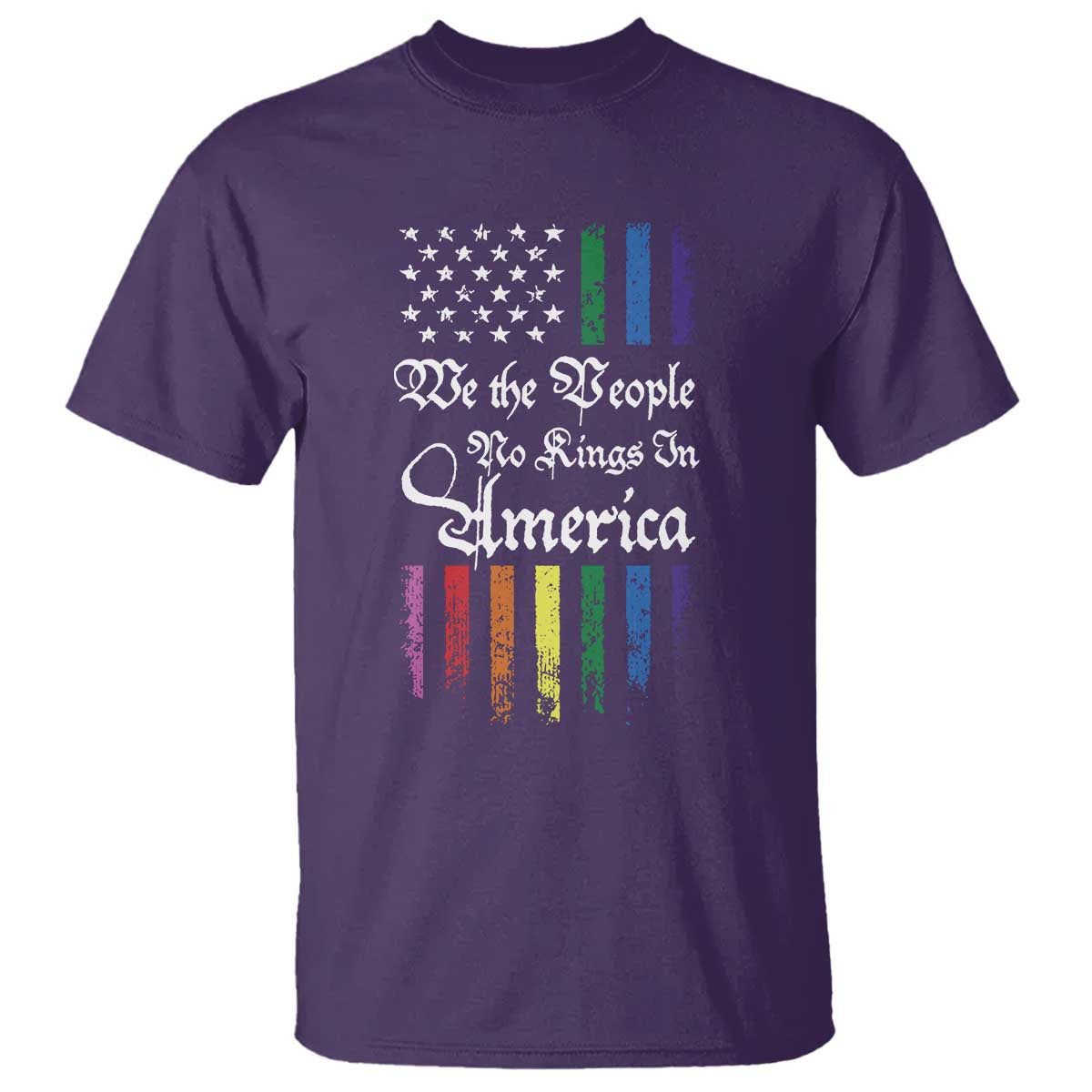 We The People No Kings In America T Shirt LGBTQ Rainbow USA Flag Gay Pride LGBT Ally