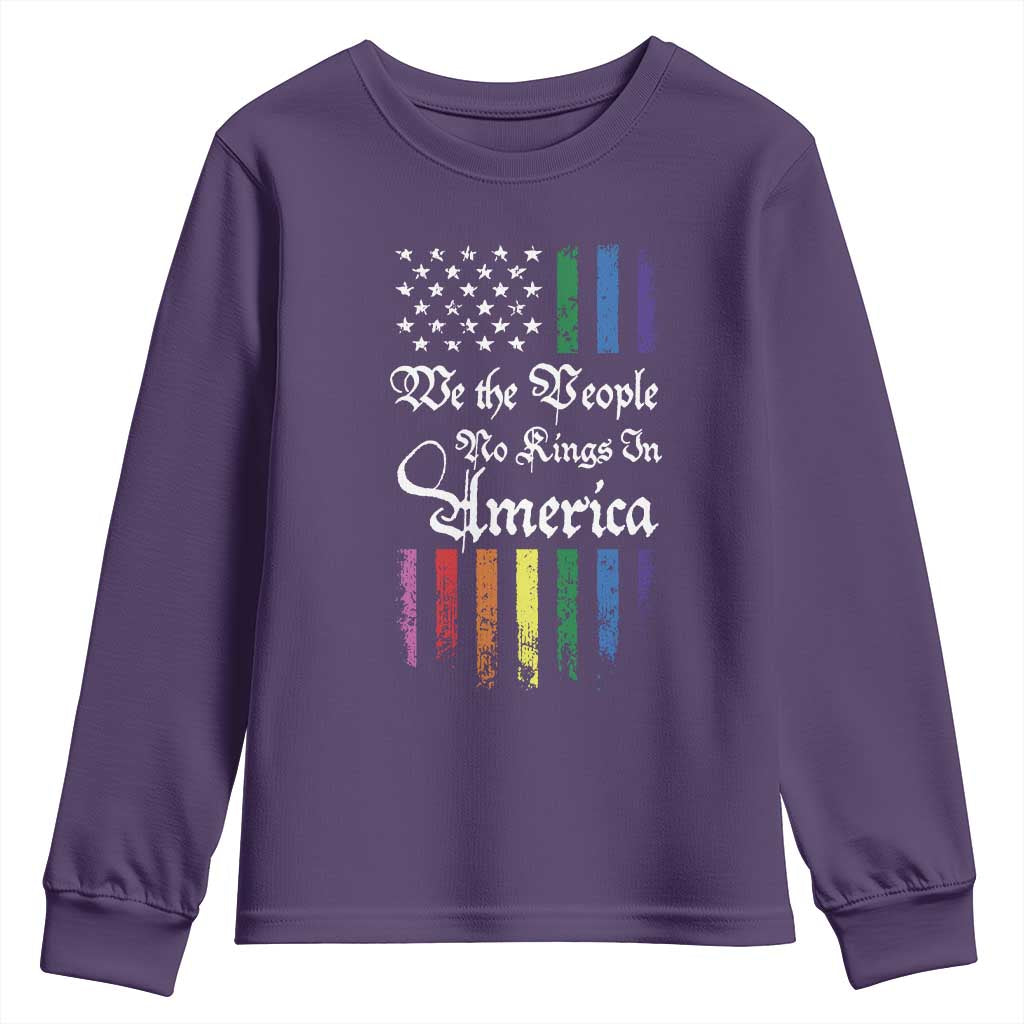 We The People No Kings In America Youth Sweatshirt LGBTQ Rainbow USA Flag Gay Pride LGBT Ally