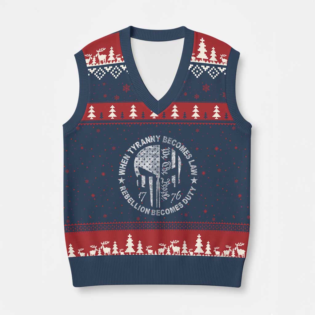When Tyranny Becomes Law Rebellion Becomes Duty V-Neck Knit Sweater Vest We The People 1776 American Flag