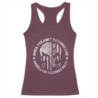 When Tyranny Becomes Law Rebellion Becomes Duty Racerback Tank Top We The People 1776 American Flag