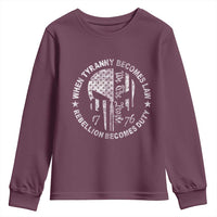 When Tyranny Becomes Law Rebellion Becomes Duty Youth Sweatshirt We The People 1776 American Flag