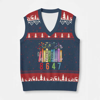 Retro 8647 V-Neck Knit Sweater Vest Foxtrots Delta Tangos Book Flower - Wonder Print Shop