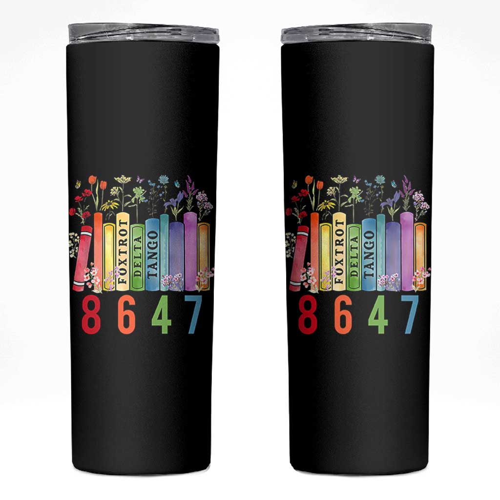 Retro 8647 Skinny Tumbler Foxtrots Delta Tangos Book Flower