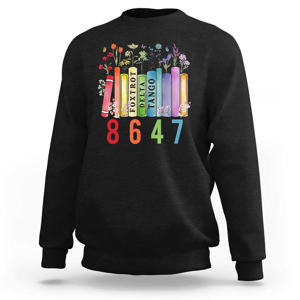 Retro 8647 Sweatshirt Foxtrots Delta Tangos Book Flower