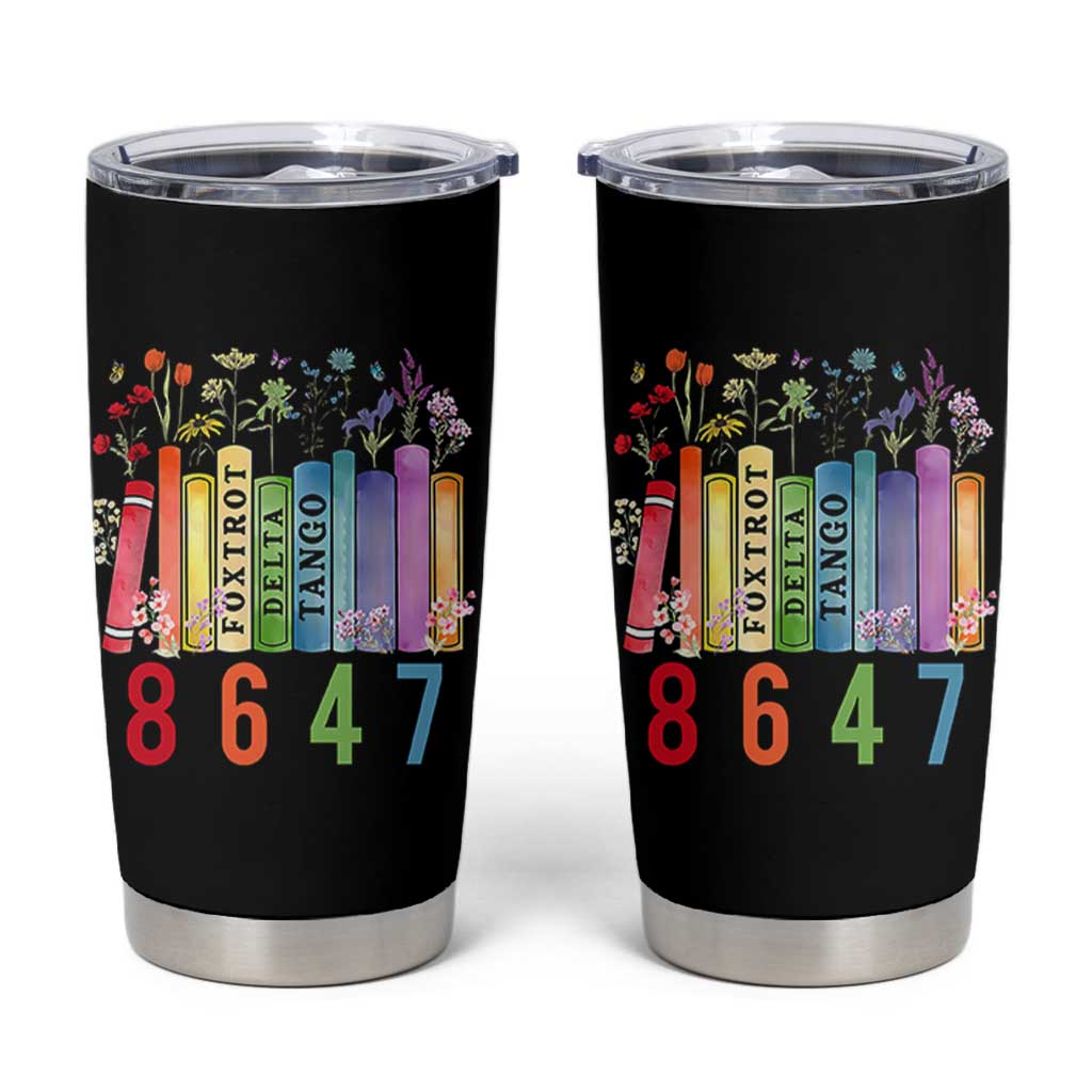 Retro 8647 Tumbler Cup Foxtrots Delta Tangos Book Flower