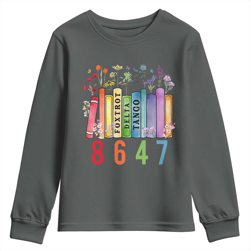 Retro 8647 Youth Sweatshirt Foxtrots Delta Tangos Book Flower