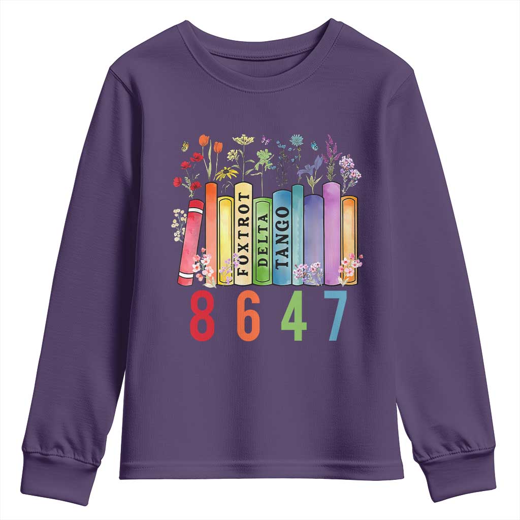 Retro 8647 Youth Sweatshirt Foxtrots Delta Tangos Book Flower