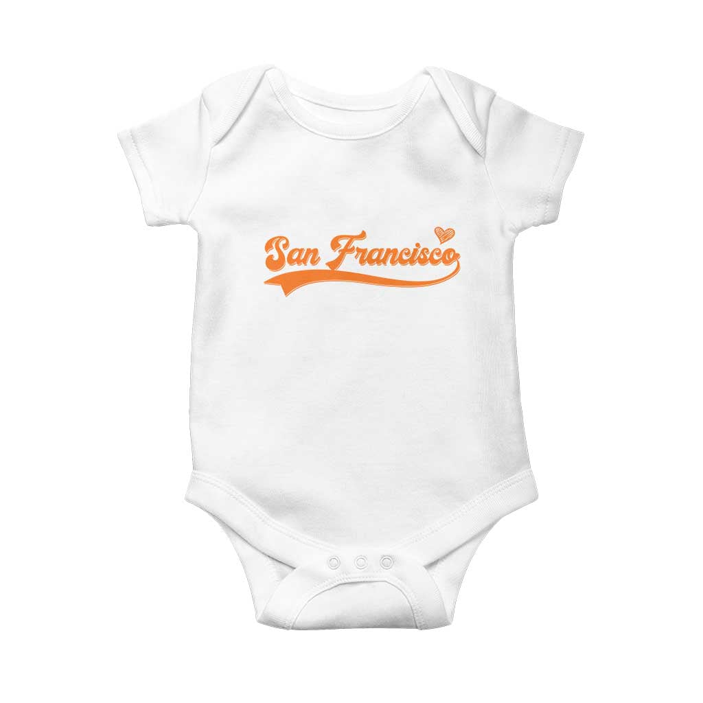 San Francisco Baby Onesie SF Varsity California Script Vintage Sports Jersey Style