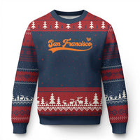 San Francisco Ugly Christmas Sweater SF Varsity California Script Vintage Sports Jersey Style