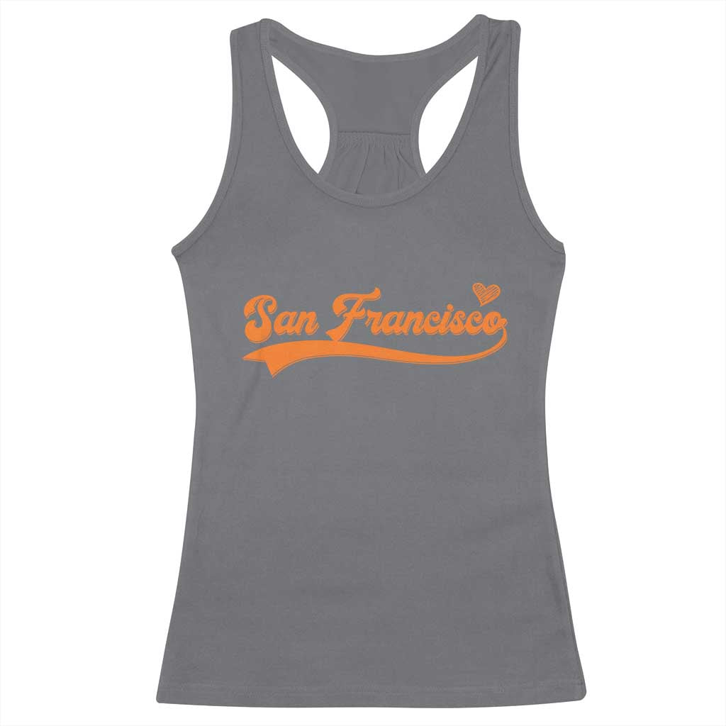 San Francisco Racerback Tank Top SF Varsity California Script Vintage Sports Jersey Style