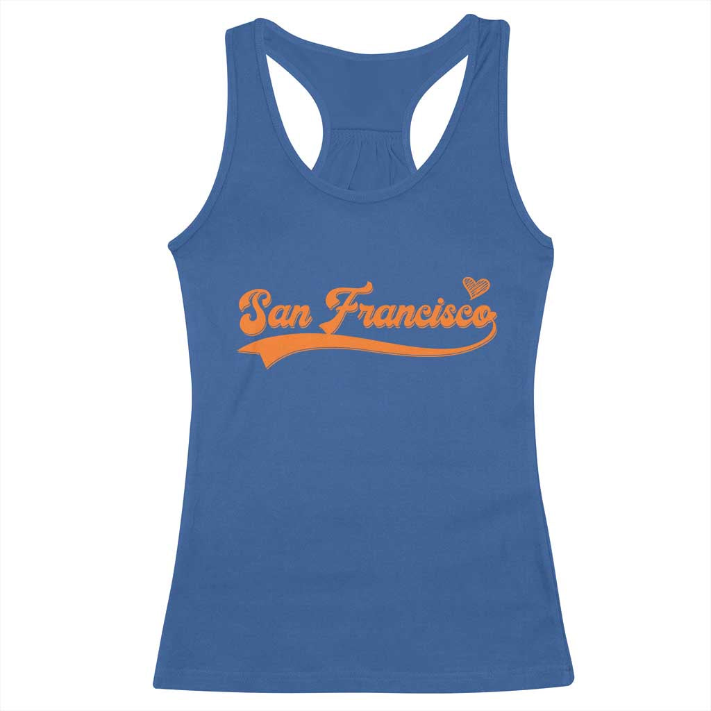 San Francisco Racerback Tank Top SF Varsity California Script Vintage Sports Jersey Style