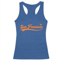 San Francisco Racerback Tank Top SF Varsity California Script Vintage Sports Jersey Style