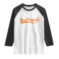 San Francisco Raglan Shirt SF Varsity California Script Vintage Sports Jersey Style