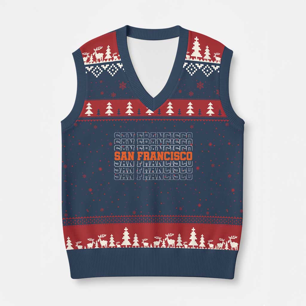 Vintage San Francisco V-Neck Knit Sweater Vest California SF Retro Sports Style