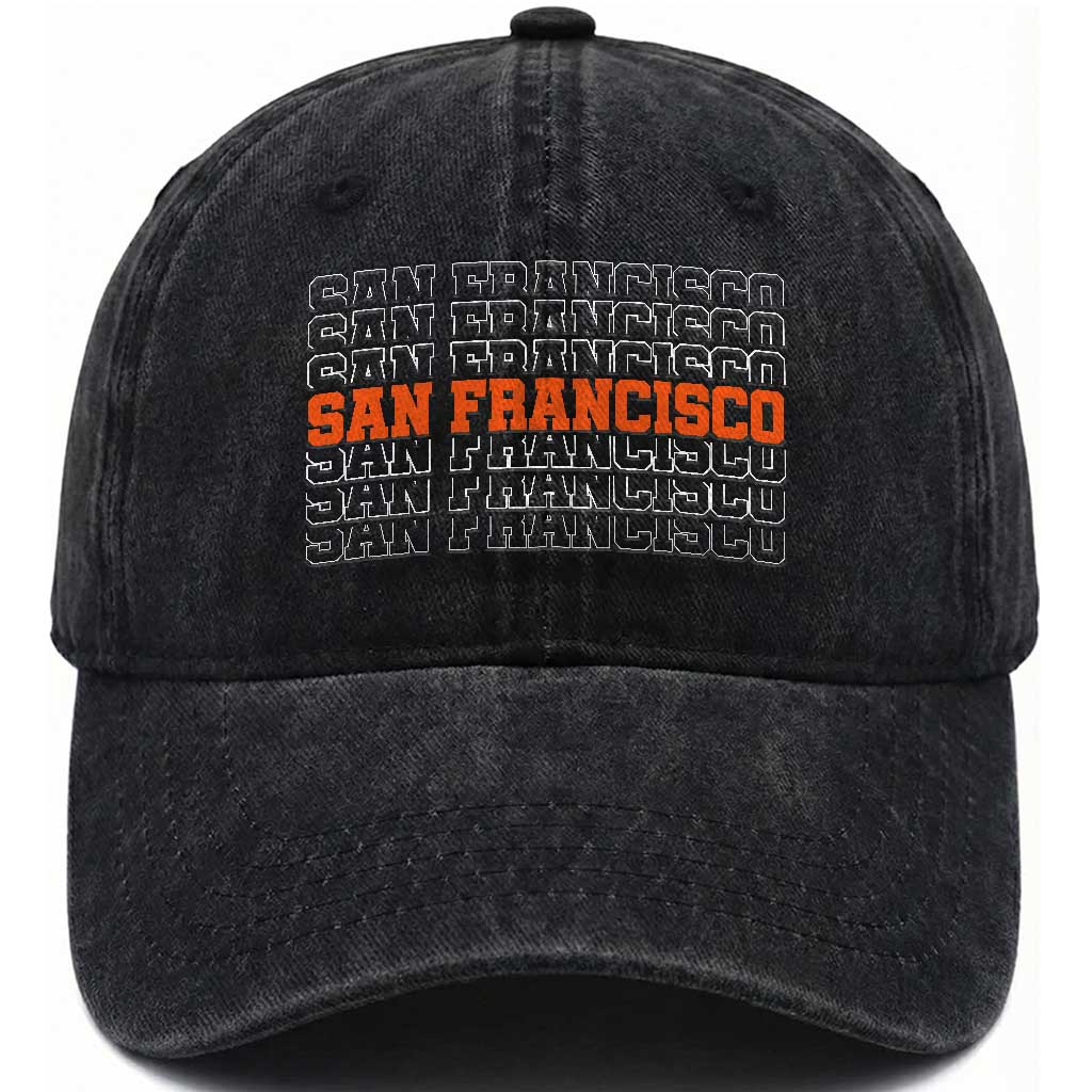 Vintage San Francisco Washed Cotton Baseball Cap California SF Retro Sports Style
