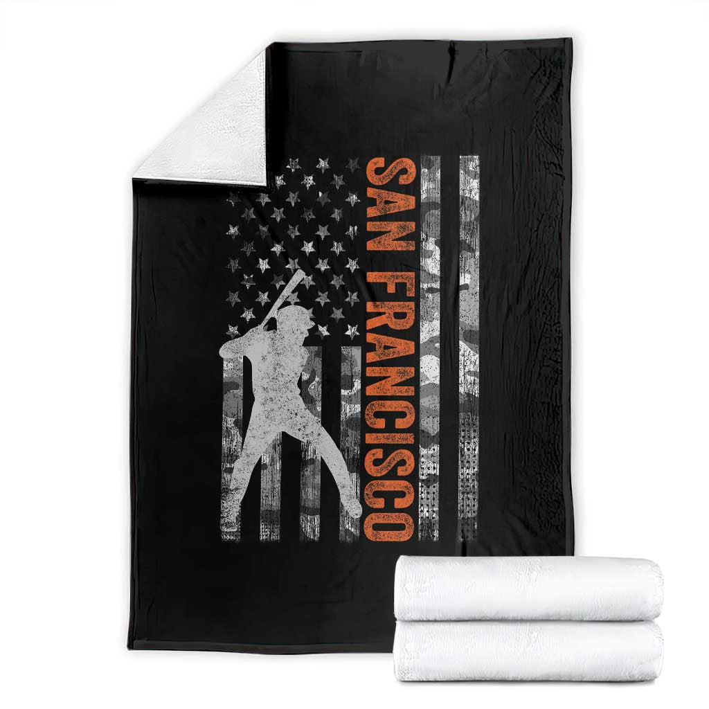 San Francisco Throw Blanket SF Baseball Player American Flag USA Camo Patriotic