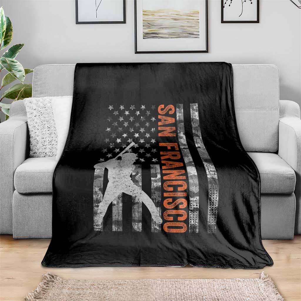 San Francisco Throw Blanket SF Baseball Player American Flag USA Camo Patriotic