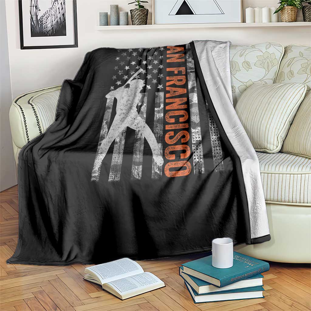 San Francisco Throw Blanket SF Baseball Player American Flag USA Camo Patriotic