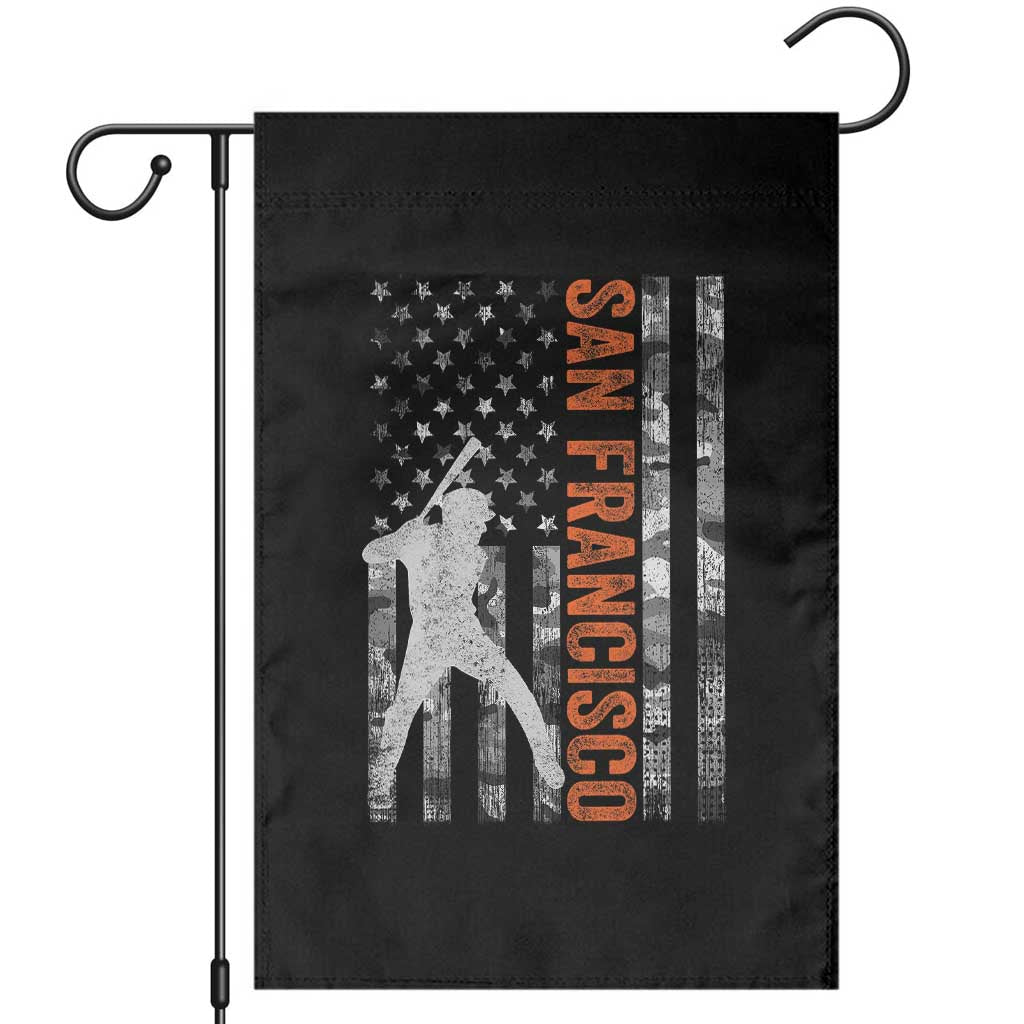San Francisco Garden Flag SF Baseball Player American Flag USA Camo Patriotic