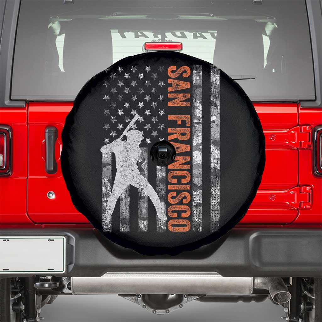 San Francisco Spare Tire Cover SF Baseball Player American Flag USA Camo Patriotic