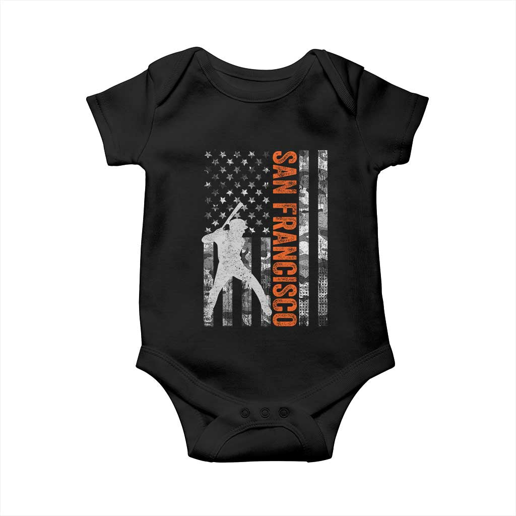 San Francisco Baby Onesie SF Baseball Player American Flag USA Camo Patriotic