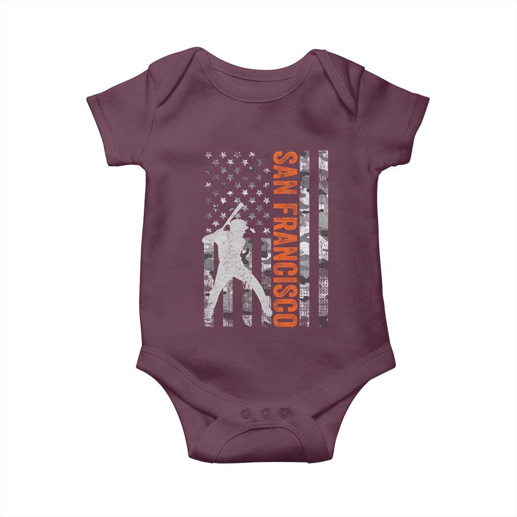 San Francisco Baby Onesie SF Baseball Player American Flag USA Camo Patriotic