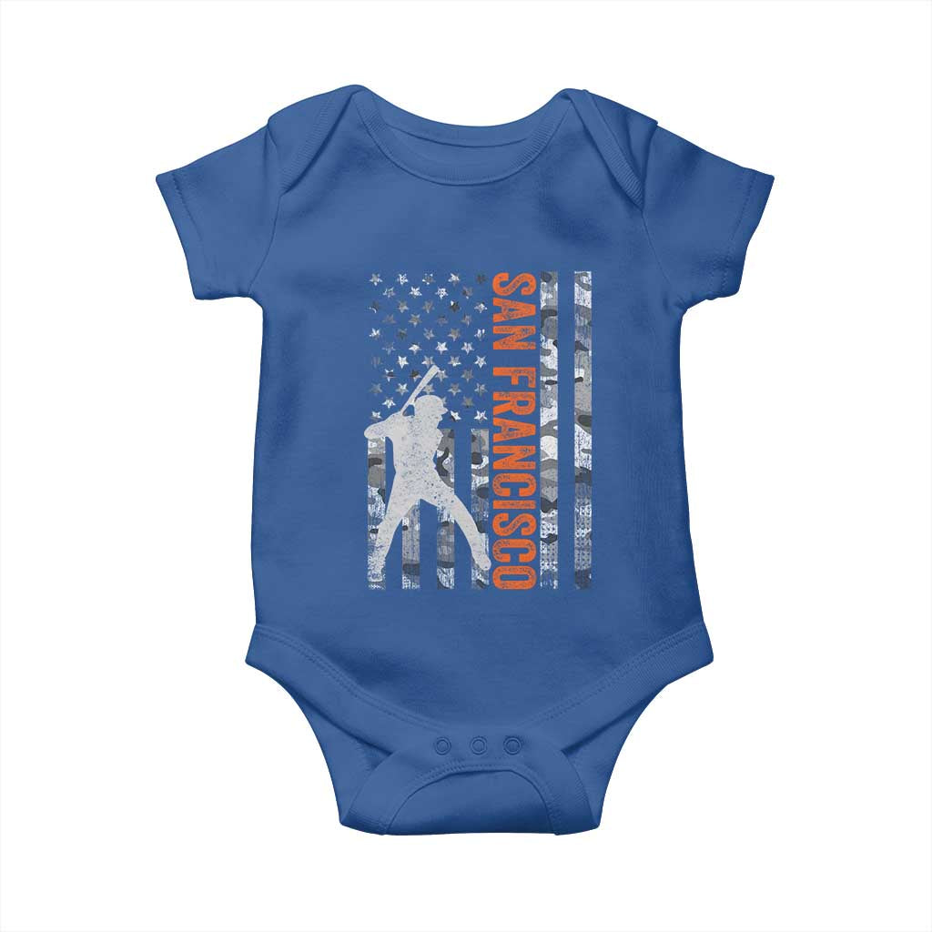 San Francisco Baby Onesie SF Baseball Player American Flag USA Camo Patriotic