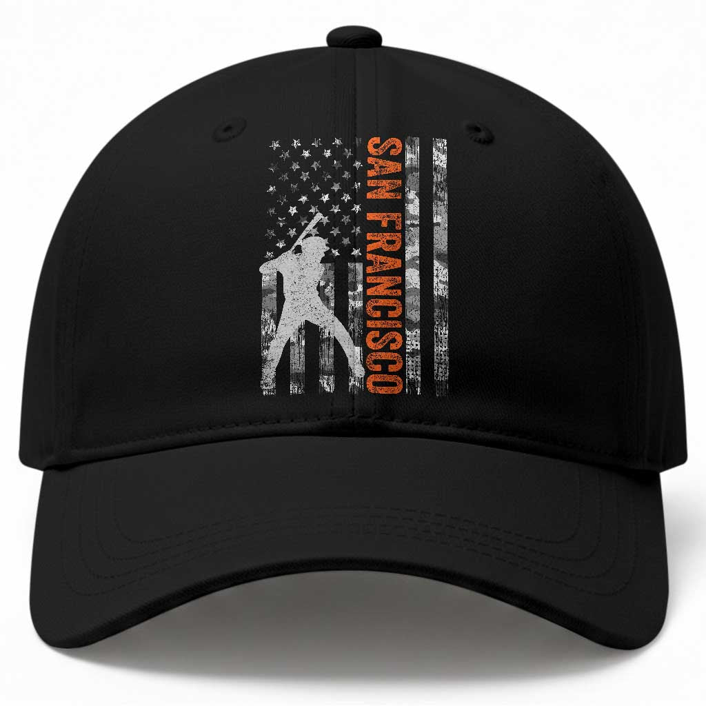 San Francisco Baseball Cap SF Baseball Player American Flag USA Camo Patriotic