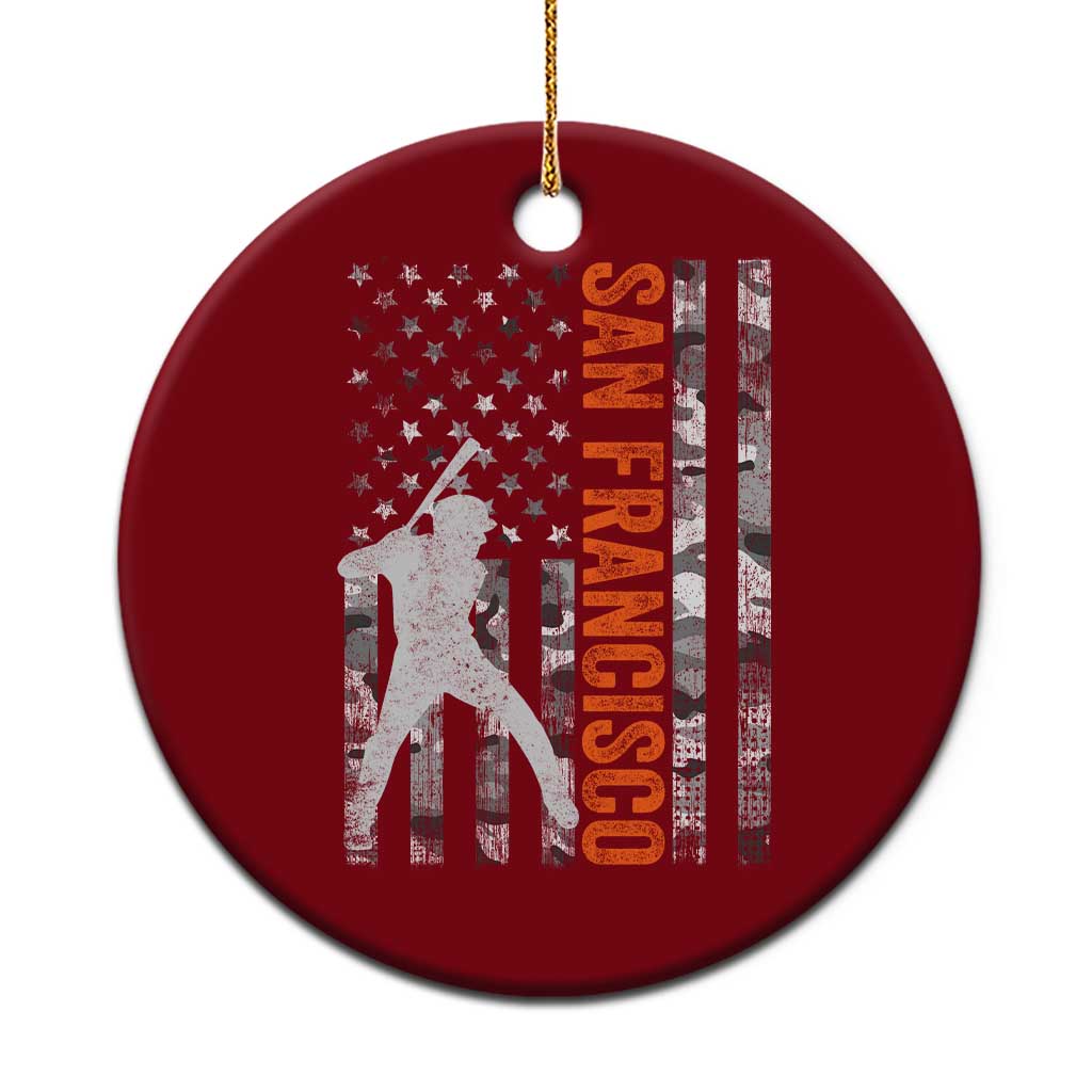 San Francisco Ceramic Ornament SF Baseball Player American Flag USA Camo Patriotic