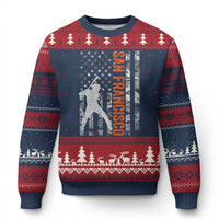 San Francisco Ugly Christmas Sweater SF Baseball Player American Flag USA Camo Patriotic