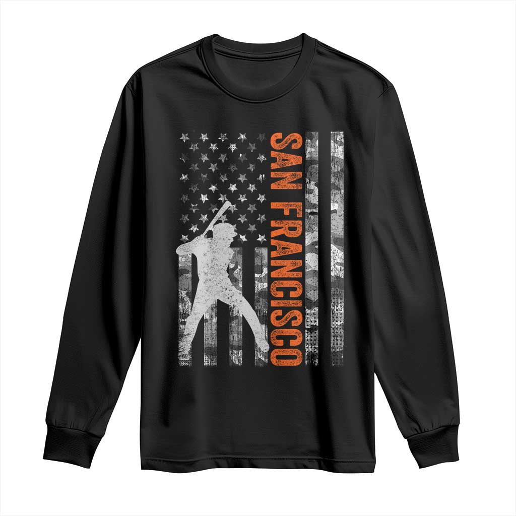 San Francisco Long Sleeve Shirt SF Baseball Player American Flag USA Camo Patriotic