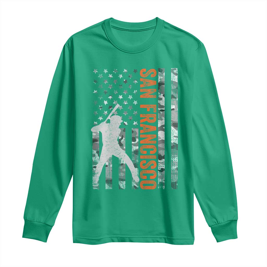 San Francisco Long Sleeve Shirt SF Baseball Player American Flag USA Camo Patriotic