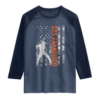 San Francisco Raglan Shirt SF Baseball Player American Flag USA Camo Patriotic